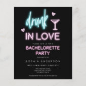 Budget Neon Bachelorette Wochenende Einladung (Vorderseite)