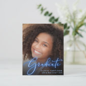 Budget Neon Foto Blue Abschluss Ankündigung (Stehend Vorderseite)