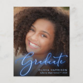 Budget Neon Foto Blue Abschluss Ankündigung (Vorderseite)