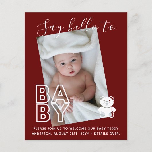 BUDGET Neue Baby FOTO Cards - Moderner Fun Girl Bo (Vorderseite)