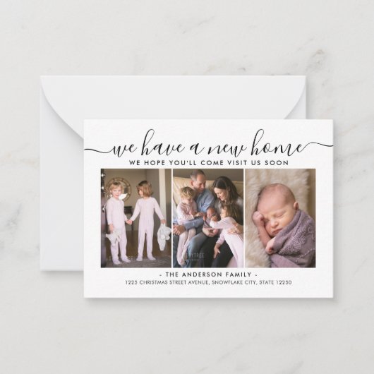 Budget Neue Zuhause-Adresse Moved 3 Foto Moving Ca Mitteilungskarte (Vorderseite)