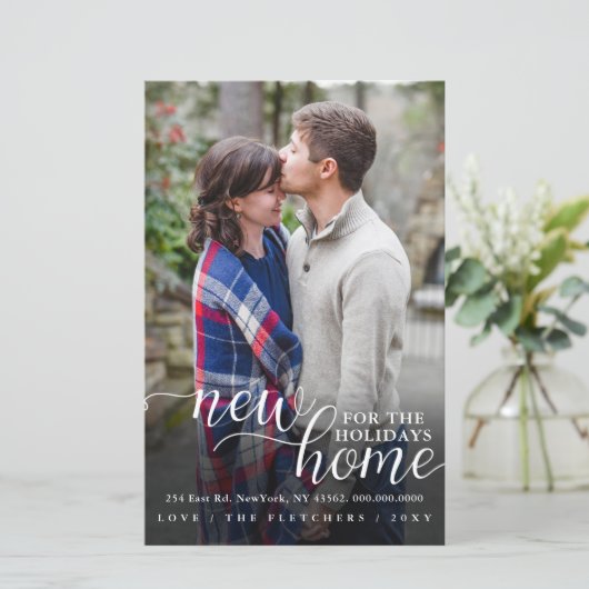 Budget Neue Zuhause Foto Moving Holiday Card (Stehend Vorderseite)