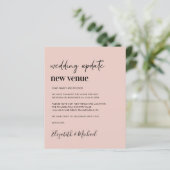 Budget Neuer Hochzeitsort Rosa Ankündigung (Stehend Vorderseite)