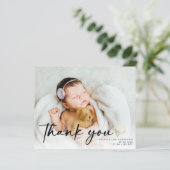 BUDGET Neues Baby Foto Gold Herz Danke Karte (Stehend Vorderseite)