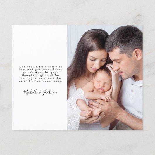 BUDGET Neues Baby Foto Gold Herz Danke Karte (Rückseite)