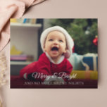Budget Neues Baby Keine Silent Nights Holiday Card<br><div class="desc">Ankündigung an alle Ihre Familie und Freunde, es gibt nicht mehr ruhige Nächte in Ihrem Haus mit dieser niedlichen Foto Weihnachtskarte. Personalisieren Sie Ihre Babys mit 1 Foto auf der Vorderseite und 3 Fotos auf der Rückseite zusammen mit allen Informationen über den Geburtsstatus. Besuchen Sie meine Weihnachtskarten-Sammlung, um alle neuen...</div>