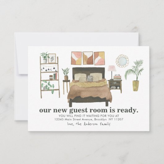 Budget Neues Gästezimmer Fertiges Schlafzimmer Mov Mitteilungskarte (Vorderseite)