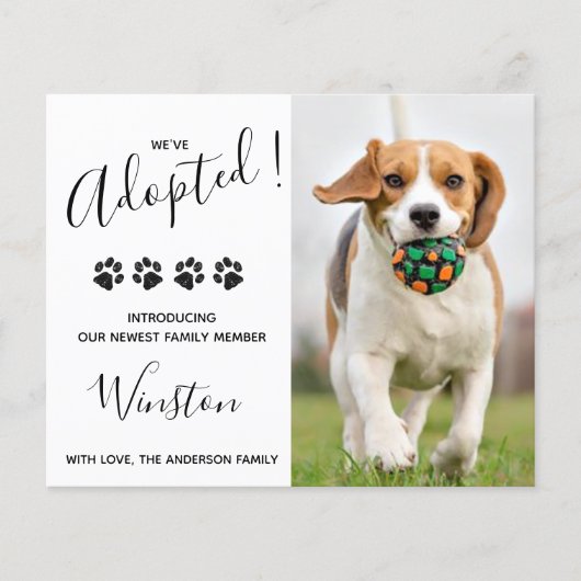 Budget Neues Haustier wir Adoptiert Hunde Ankündig (Vorderseite)