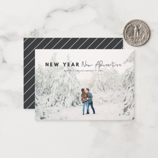 Budget Neues Jahr Neue Abenteuer Foto Ferienkarte Mitteilungskarte (Vorderseite/Rückseite Beispiel)