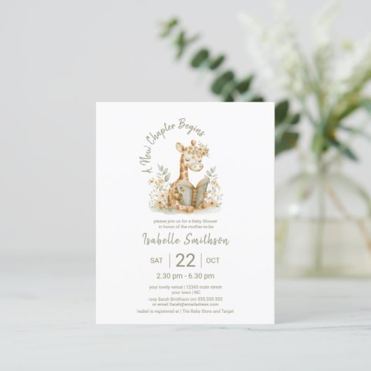 Budget Neues Kapitel Beginnt Giraffe Babydusche (Stehend Vorderseite)