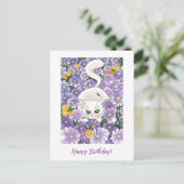 Budget Neugierige Katze Vintag Geburtstagskarte Postkarte (Stehend Vorderseite)