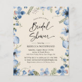 Budget Neutral Blue Boho Bridal Dusche Einladung (Vorderseite)