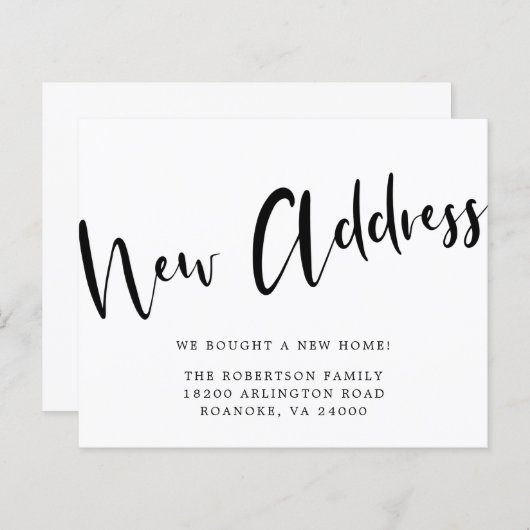 Budget New Address Bold Calligraphy Moving Card (Vorne/Hinten)