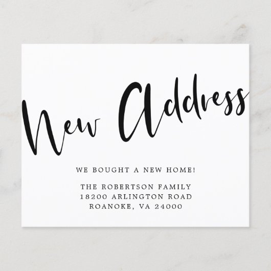 Budget New Address Bold Calligraphy Moving Card (Vorderseite)