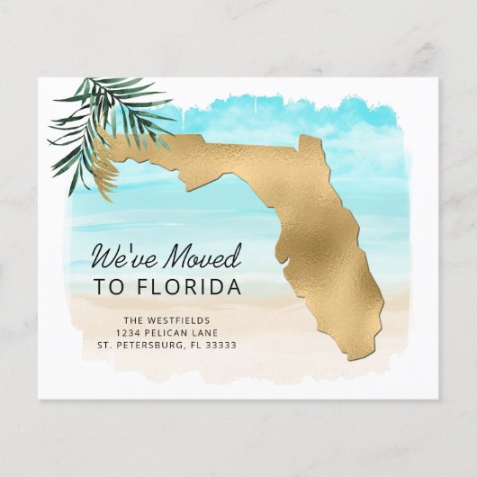 Budget New Address Florida Map Beach Moving Card (Vorderseite)