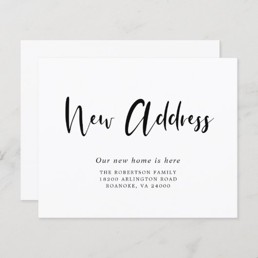 Budget New Address Modern Calligraphy Moving Card (Vorne/Hinten)
