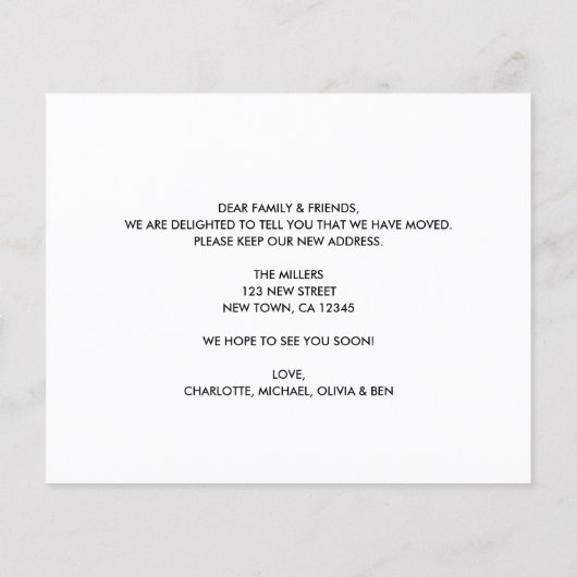 Budget New Address Moving Announcement Card (Rückseite)