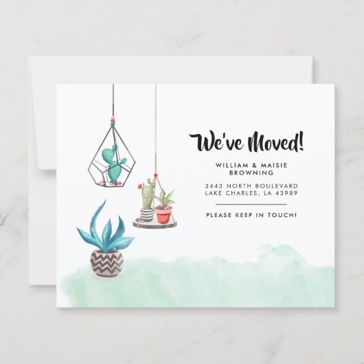 Budget New Address Succulement Moving Announcement (Vorderseite)