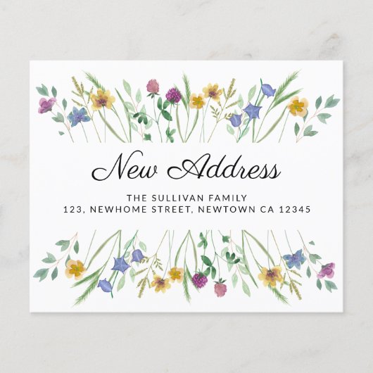 Budget New Address Wildblume Moving Ankündigung (Vorderseite)