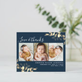 Budget New Baby Danke Karte | Eukalyptus Blue (Stehend Vorderseite)