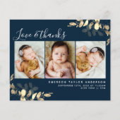 Budget New Baby Danke Karte | Eukalyptus Blue (Vorderseite)