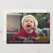 Budget New Baby Foto Funny Christmas Card Einladung (Vorderseite)