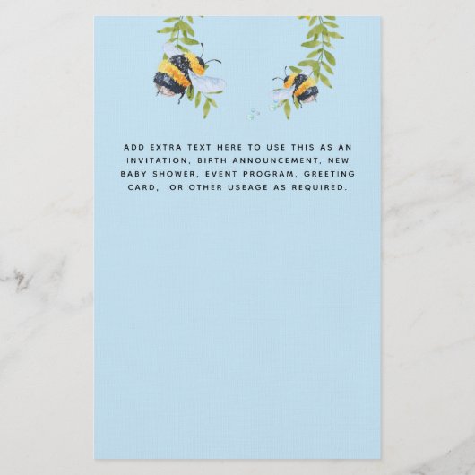 BUDGET New Baby FOTO gibt Sonnenblumen Bienen Briefpapier (Rückseite)