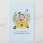 BUDGET New Baby FOTO gibt Sonnenblumen Bienen Briefpapier (Vorderseite)