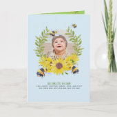 BUDGET New Baby FOTO gibt Sonnenblumen Bienen Karte (Vorderseite)