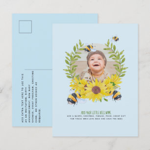 BUDGET New Baby FOTO gibt Sonnenblumen Bienen Postkarte
