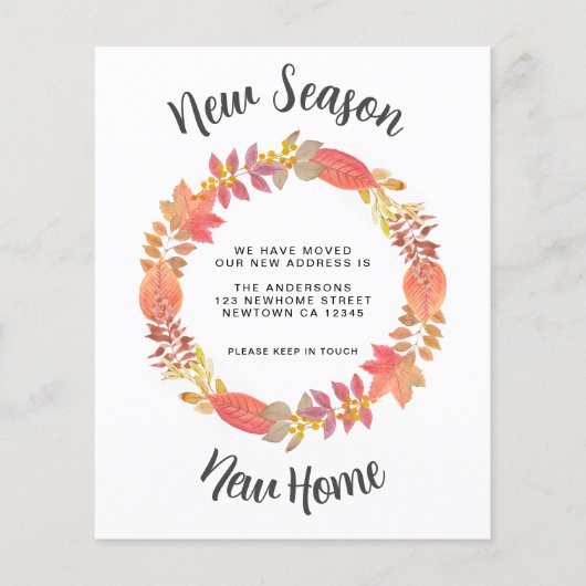 Budget New Season New Zuhause Moving Ankündigung (Vorderseite)