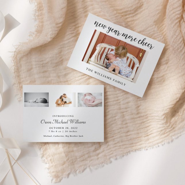 Budget New Years Baby Birth Ankündigung (Von Creator hochgeladen)