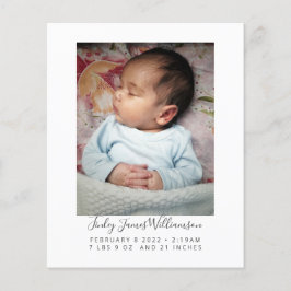 Budget Newborn Baby Foto Stats Birth Ankündigung