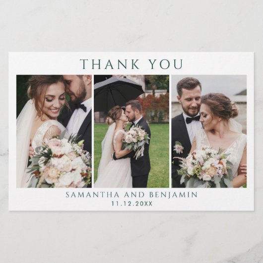 Budget Newlyweds 3 Foto Hochzeit Vielen Dank Briefpapier (Vorderseite)