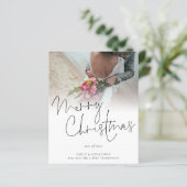 Budget Newlyweds Foto Frohe Weihnachtskarte (Stehend Vorderseite)