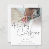 Budget Newlyweds Foto Frohe Weihnachtskarte (Vorderseite)