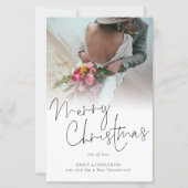 Budget Newlyweds Frohe Weihnachts-Fotokarte (Vorderseite)