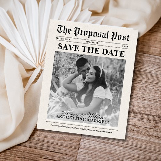 Budget Newspaper Foto Wedding Save the Date Flyer