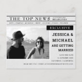 Budget Newspaper Schwarz-weißes Foto Save the Date (Vorderseite)