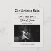 Budget Newspaper Wedding Foto Save the Date (Vorne/Hinten)