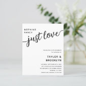 Budget Nichts Extravagant nur Liebe Hochzeit Einla (Stehend Vorderseite)