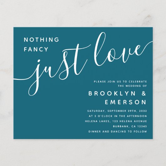 Budget Nichts Extravagant nur Liebe Hochzeit Einla (Vorderseite)