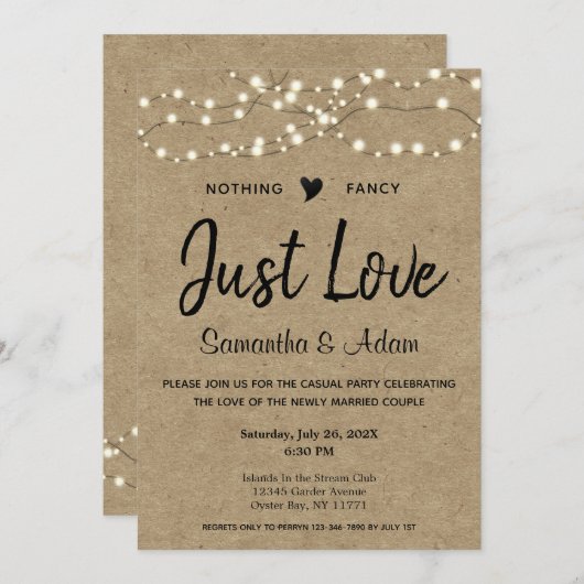 Budget Nichts Extravagant nur Liebe String Lights  Einladung (Vorne/Hinten)