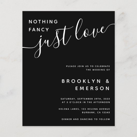 Budget Nichts Extravagante Details Einladung Hochz (Vorderseite)