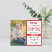 Budget Niedlich Baseball Foto 1. Geburtstag Einlad (Stehend Vorderseite)