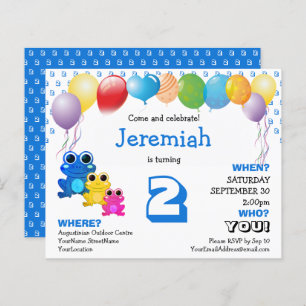 Budget Niedlich Blue Boys 2. Geburtstag Einladung