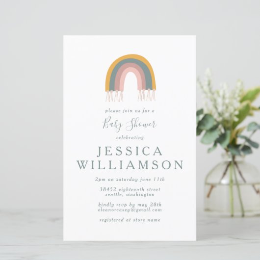 Budget Niedlich Boho Rainbow Simple Baby Shower Ei (Stehend Vorderseite)