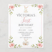 Budget Niedlich Bunny 1. Geburtstag Einladung Flyer (Vorne)