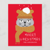 Budget Niedlich Cat Red Christmas Card Flyer (Vorne)