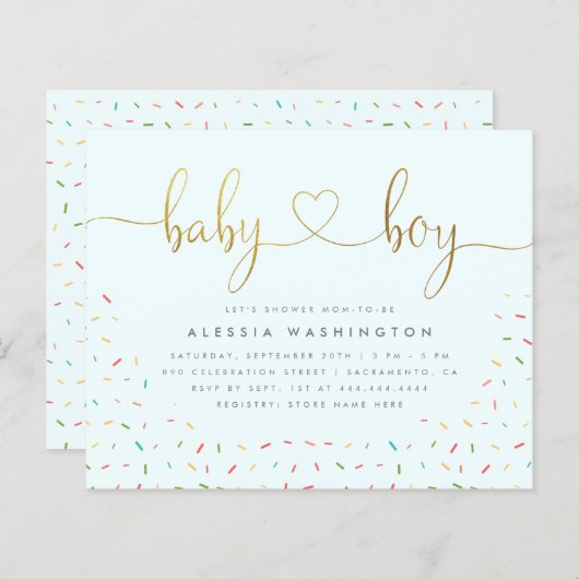 Budget Niedlich Confetti Sprinkle Gold Boy Baby Du (Vorne/Hinten)